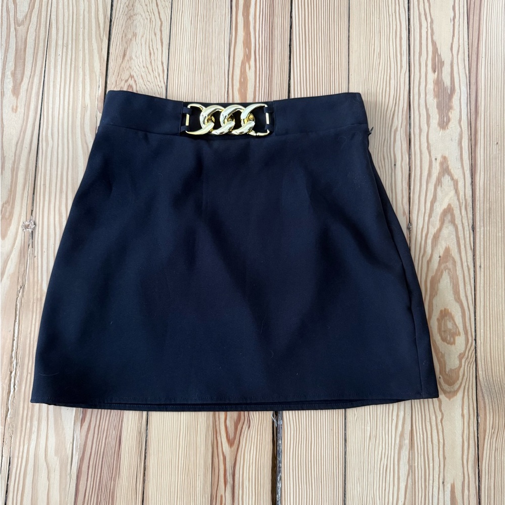 Zara Black Skirt with Gold Chain Detail
